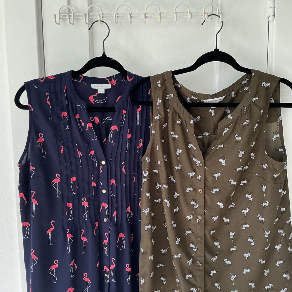 Croft & Barrow Zebra Print Blouse in Olive